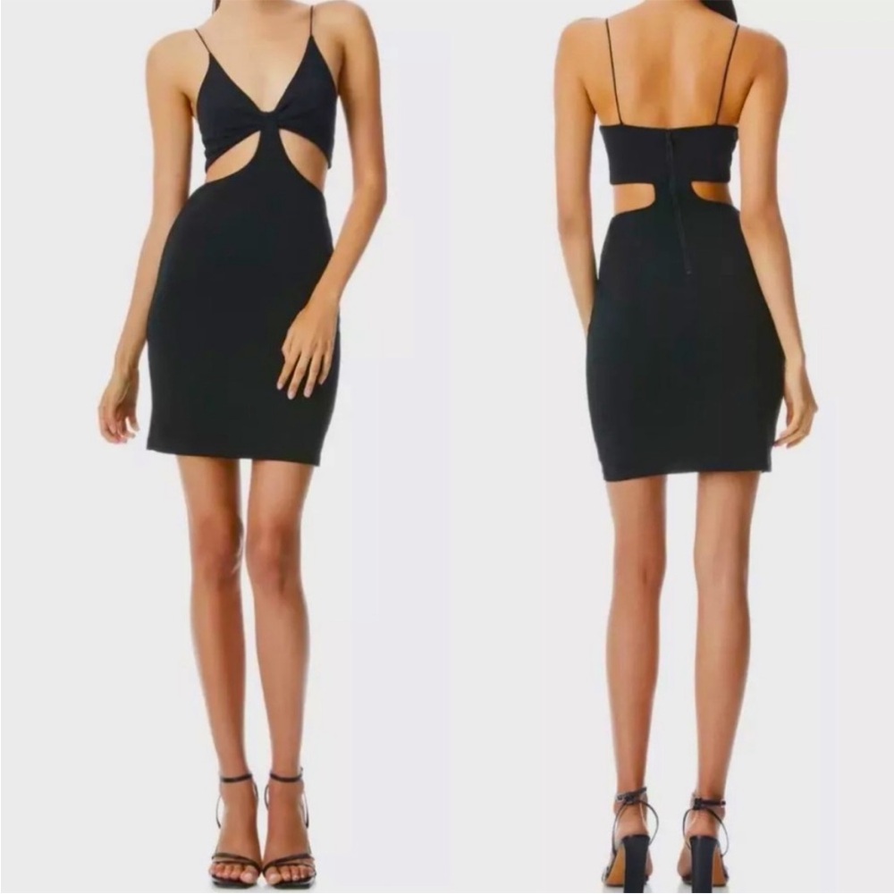 Alice + Olivia Womens Black Havana Cutout Mini Dress Size 10 Summer Vacation NEW
